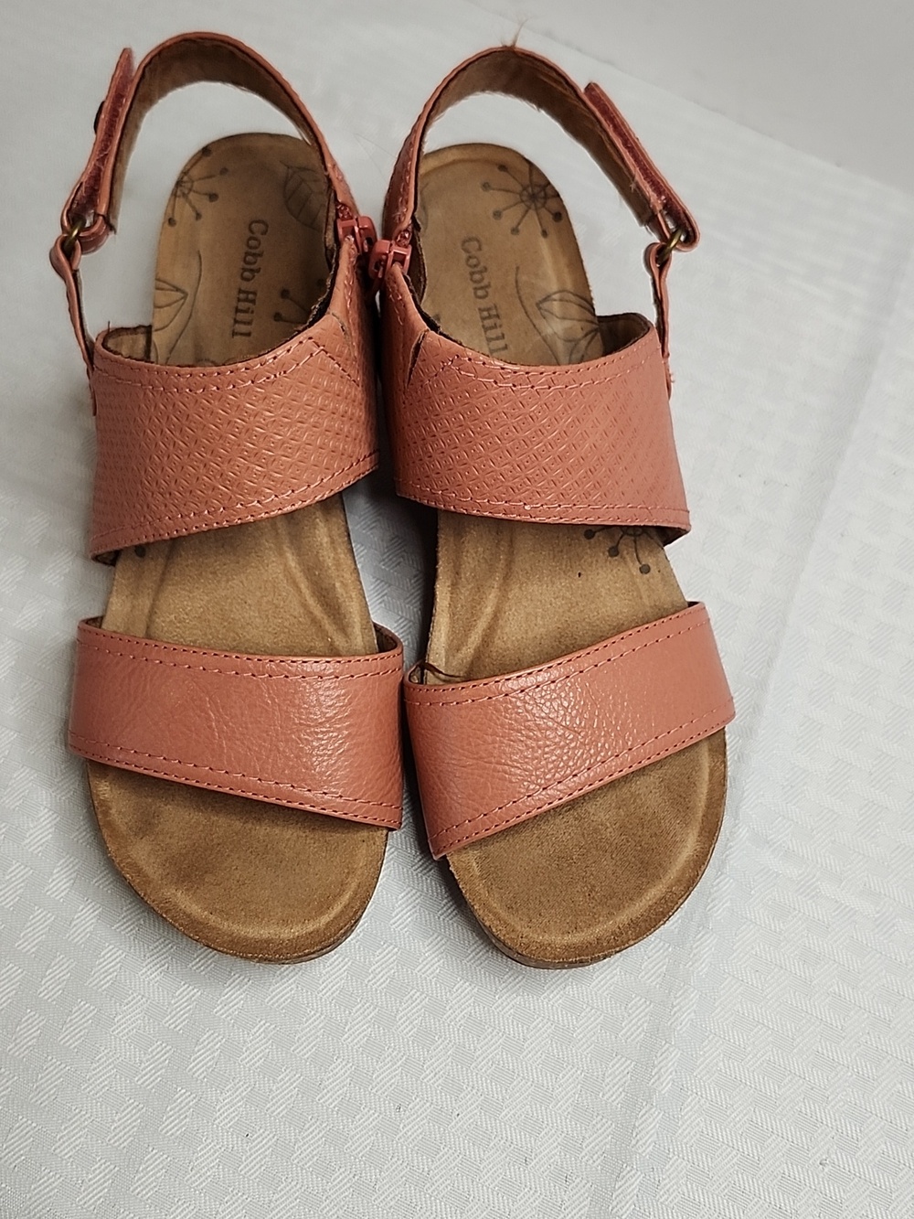 Cobb Hill Sandals Leather Cork Wedge Coral